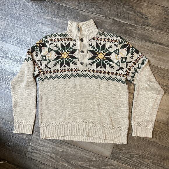 Vintage Polo Ralph Lauren Fair Isle Nordic Knit Snowflake Sweater Mens M - Picture 1 of 5